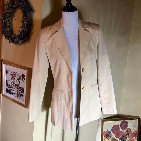 ANN TAYLOR Size 2 Classic Longline Tie-Waist Blazer Wool Safari Preppy $21& NEW - Picture 2 of 9